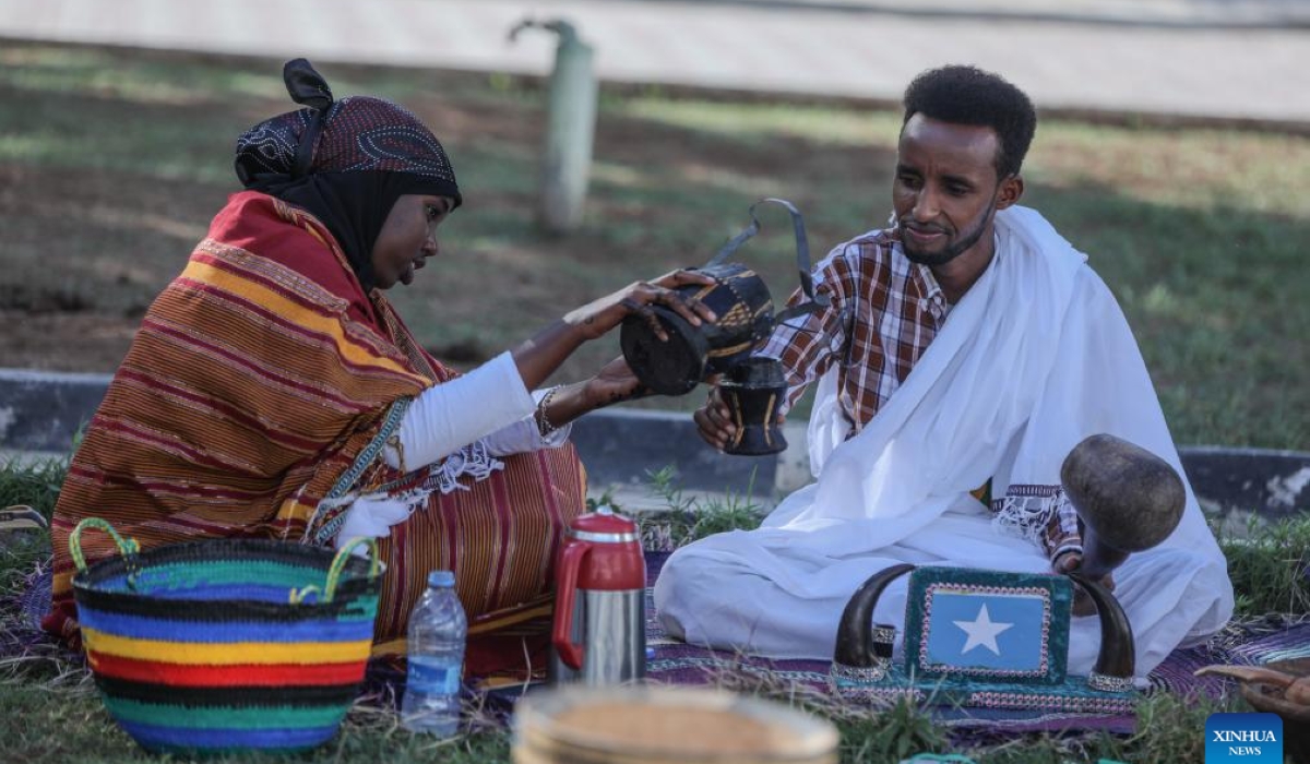 People wearing traditional garments participate in an event of SIMAD University&#039;s cultural week in Mogadishu, Somalia, on May 11, 2024. (Photo by Hassan Bashi/Xinhua)