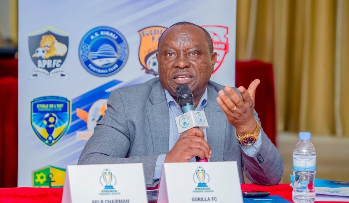 Rwanda Premier League chairman Hadji Yusuf Mudaheranwa speaks during a press conference. Courtesy