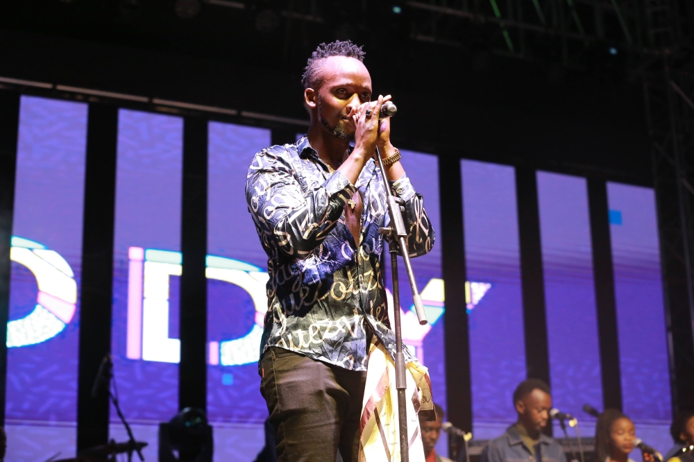 Rwandan artiste Meddy during a performance in Kigali. Photo by Craish Bahizi