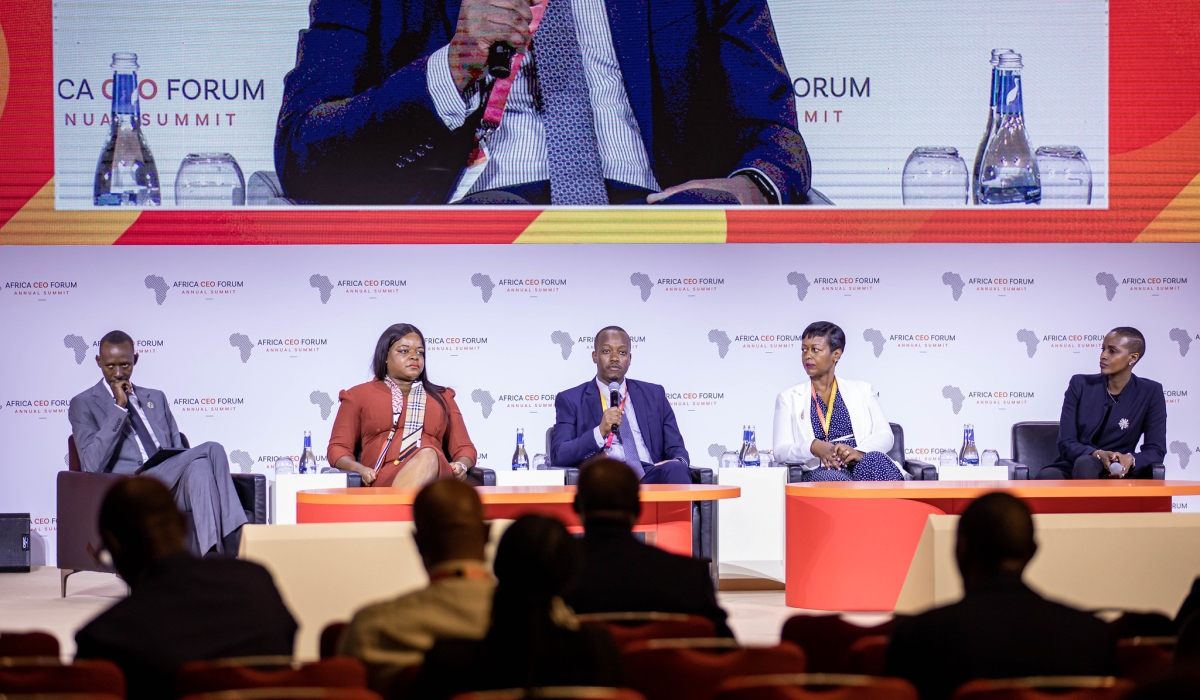 Panelists during a  session dubbed Invest in Rwanda at Africo CEO Forum on May 17. Photos by Dan Gatsinzi