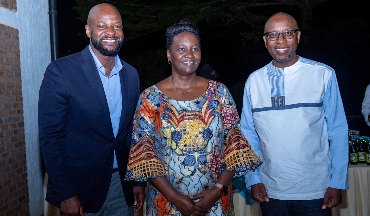 Alex Okosi, the Managing Director at Google Africa, Julienne Uwacu, the Executive Director in charge of Itorero and Culture Promotion at the Ministry of National Unity and Civic Engagement  and Robert Masozera, the Director General of RCHA at the launch of Rwanda&#039;s cultural heritage collection on the Google Arts and Culture platform on Saturday, May 19. Courtesy