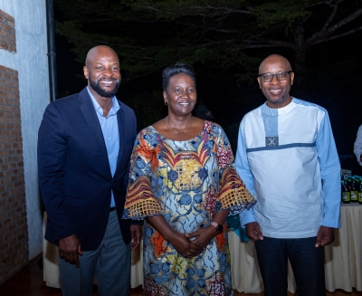 Alex Okosi, the Managing Director at Google Africa, Julienne Uwacu, the Executive Director in charge of Itorero and Culture Promotion at the Ministry of National Unity and Civic Engagement  and Robert Masozera, the Director General of RCHA at the launch of Rwanda&#039;s cultural heritage collection on the Google Arts and Culture platform on Saturday, May 19. Courtesy