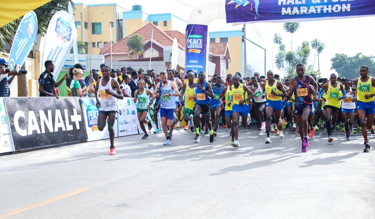 Athletes compete during the 2023 edition. The 19th edition of the Kigali International Peace Marathon slated for June 9. Photo by Dan Gatsinzi