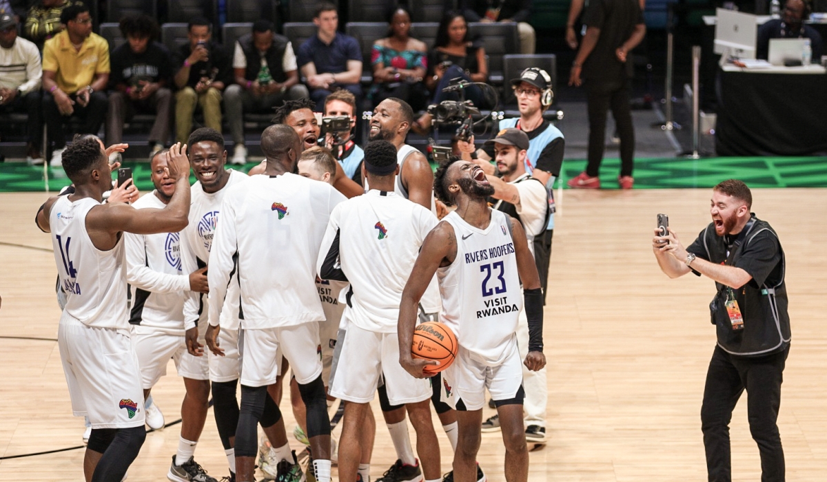 Rivers Hoopers celebrate after beating US Monastir on Monday, May 27, to qualify for the semifinals-Dan Gatsinzi