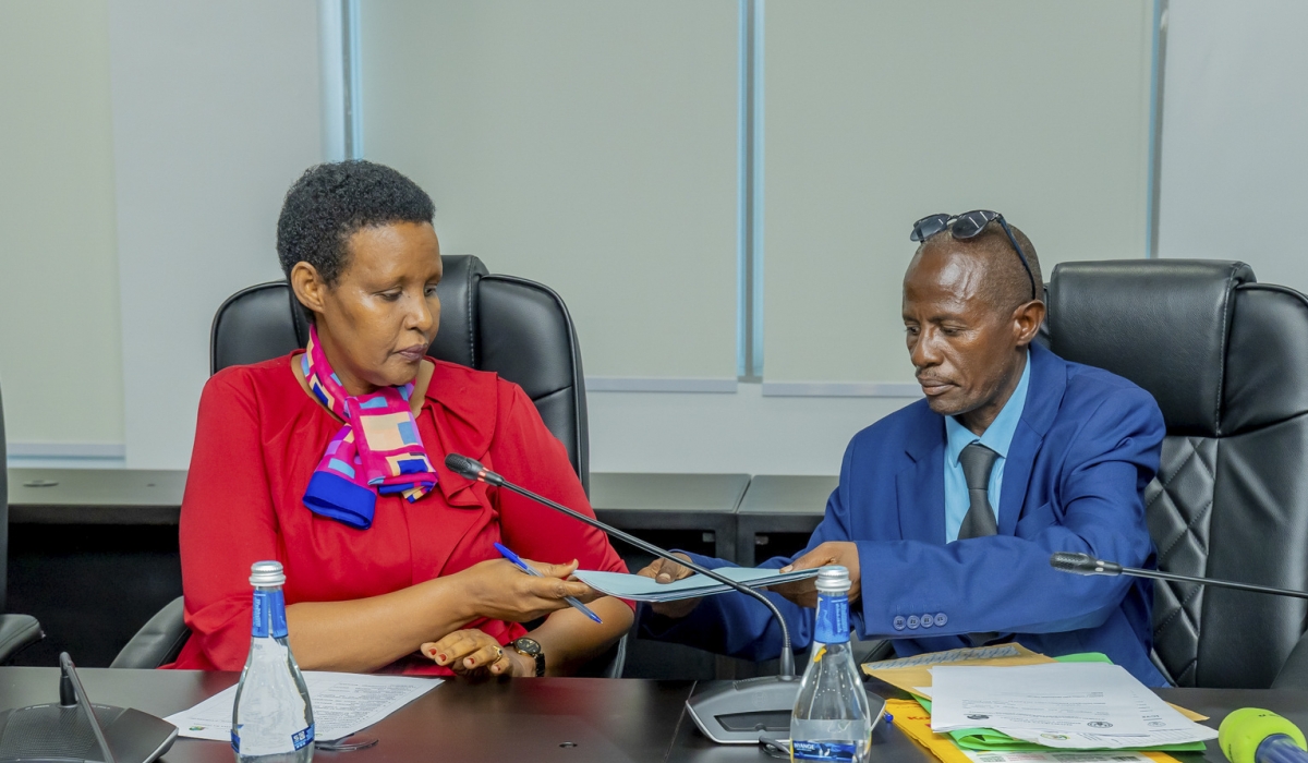 Fred Barafinda Sekikubo  submits his candidature for the July presidential elections to the National Electoral Commission (NEC) on Wednesday, May 29. Courtesy