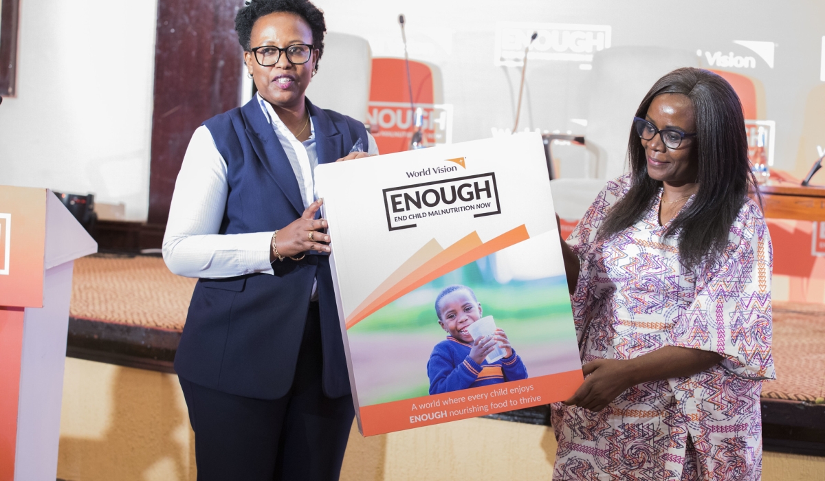 Assumpta Ingabire, the Director General of NCDA, and Pauline Okumu, the National Director of World Vision Rwanda officially launch ‘Enough’ campaign on May 30. Photos by Craish Bahizi