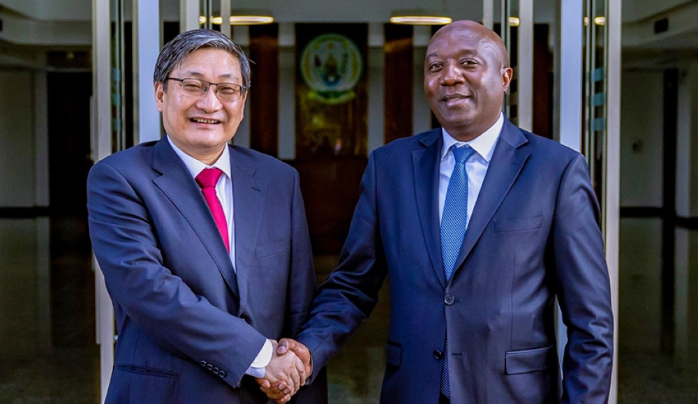 Prime Minister Edouard Ngirente receives Ambassador Liu Yuxi, Special Representative of the Chinese Government for African Affairs. in Kigali on June 3.