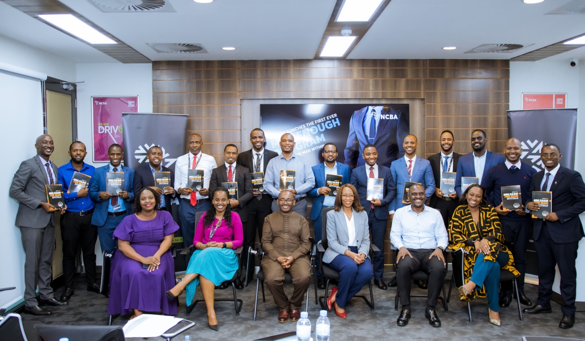 NCBA Bank Rwanda staff during the launch of  the Man Enough programme, an 8-week journey for the National Transformative Strategy Engaging Men and Boys for Gender Equality Promotion. Courtesy