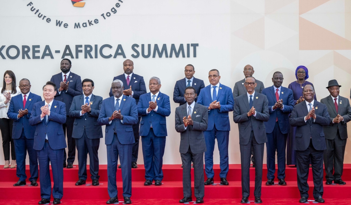 President Paul Kagame and other Heads of State pose for a group photo at the inauguaral Korea-Africa Summit on Tuesday, June 4. Photo by Village Urugwiro