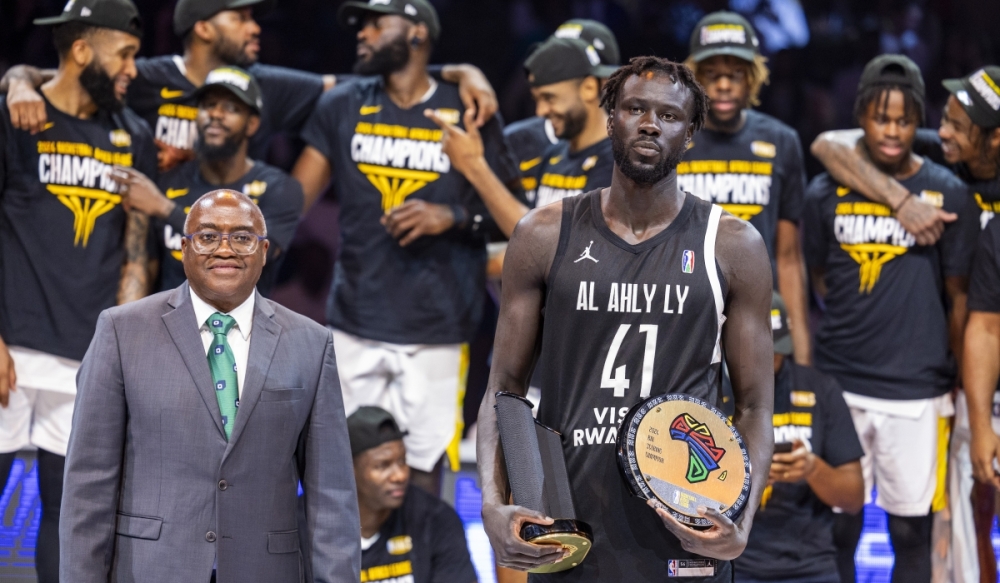 South Sudanese Jo-Lual Acuil Jr. (R) was among Africa&#039;s standout performers at BAL 2024. The Al Ahly Ly center was tournament&#039;s MVP depsite his side losing 94-107 to Angola&#039;s Petro Atletico in the final-Olivier Mugwiza