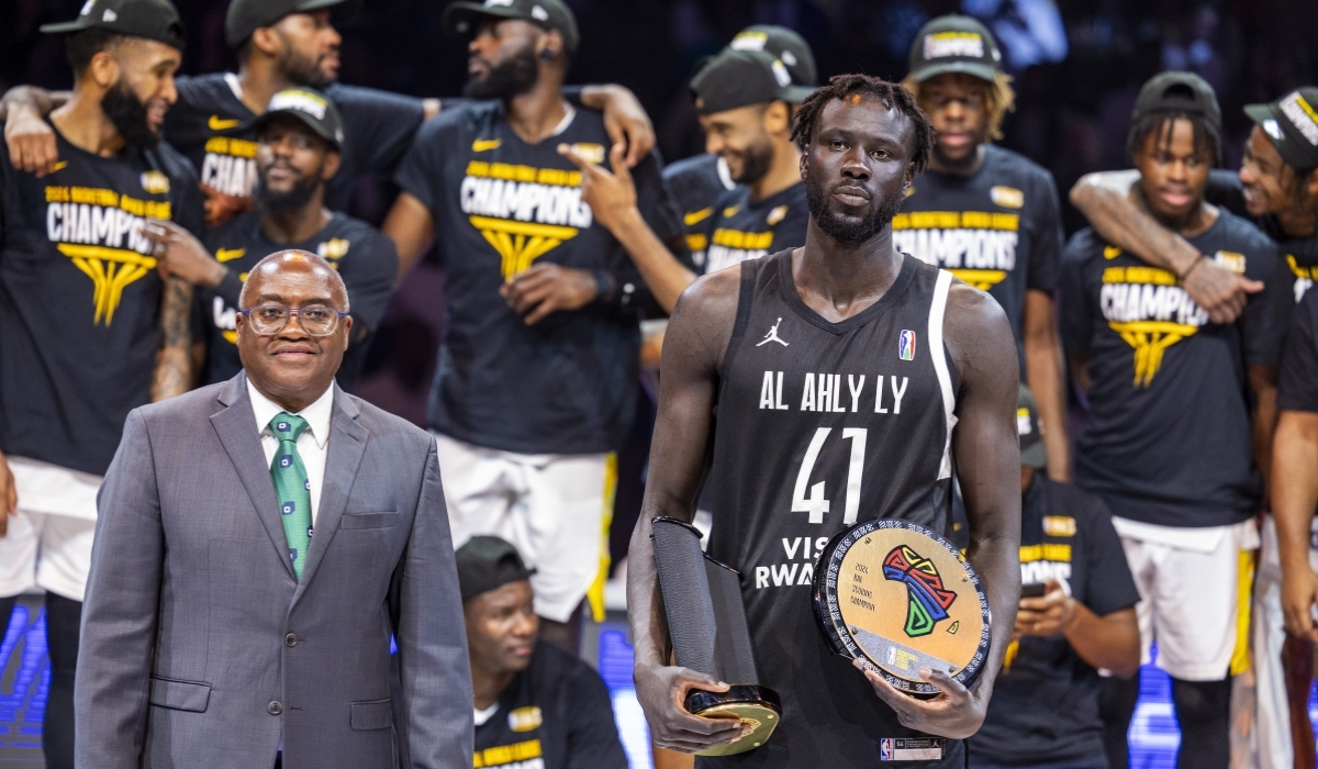 South Sudanese Jo-Lual Acuil Jr. (R) was among Africa&#039;s standout performers at BAL 2024. The Al Ahly Ly center was tournament&#039;s MVP depsite his side losing 94-107 to Angola&#039;s Petro Atletico in the final-Olivier Mugwiza