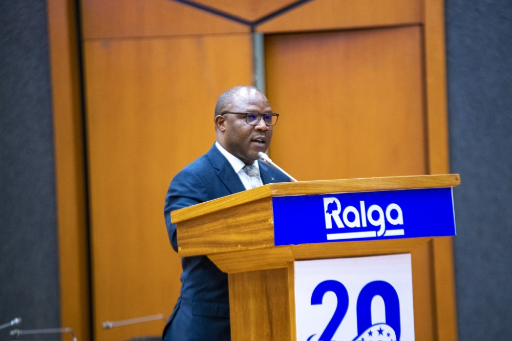 Local government minister Jean-Claude Musabyimana delivers his remarks during the Rwanda Association of Local Government Authorities (RALGA) General Assembly, on June 6.