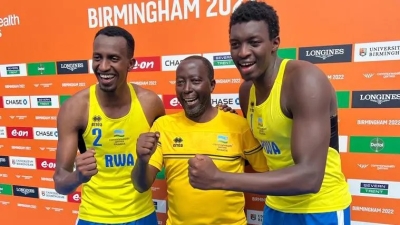 Oliver Ntagengwa(L) and Venutse Gatsinzi will represent Rwanda at the Beach Volleyball Continental Cup that will take place in Tangers, Morocco-courtesy