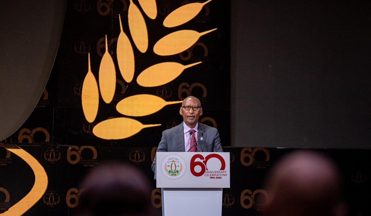 John Rwangombwa, Governor of the National Bank of Rwanda (NBR). delivers his remarks during the  NBR’s 60th anniversary celebration  on June 7. Photos by Dan Gatsinzi