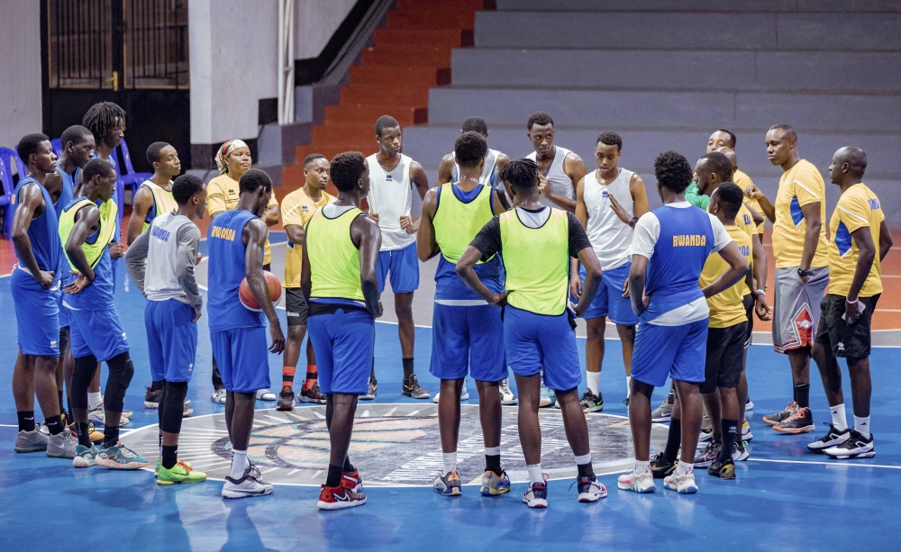 Rwanda’s U18 basketball team during a training session at Lycee de Kigali ahead of the FIBA Zone V Championships. Dan Gatsinzi