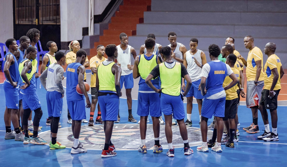 Rwanda’s U18 basketball team during a training session at Lycee de Kigali ahead of the FIBA Zone V Championships. Dan Gatsinzi