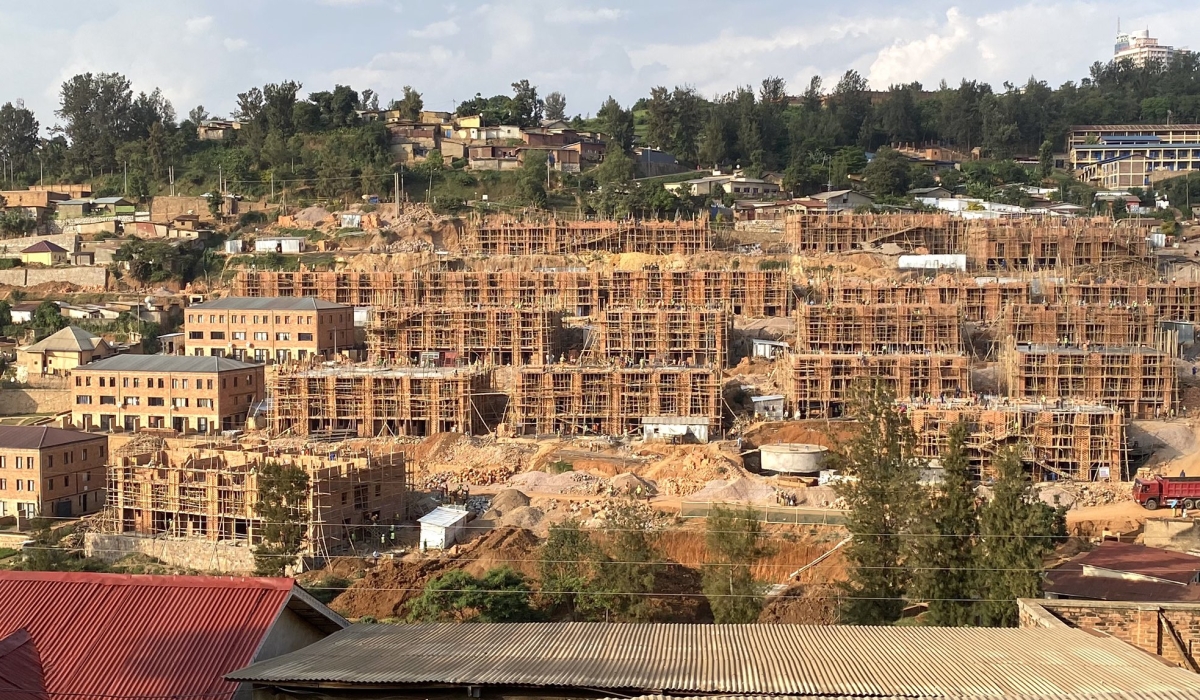 A landscape view of the ongoing construction project of revamping and upgrading Cyahafi residential area that was previously reported to be a high risk zone in Nyarugenge District in Kigali.. Courtesy