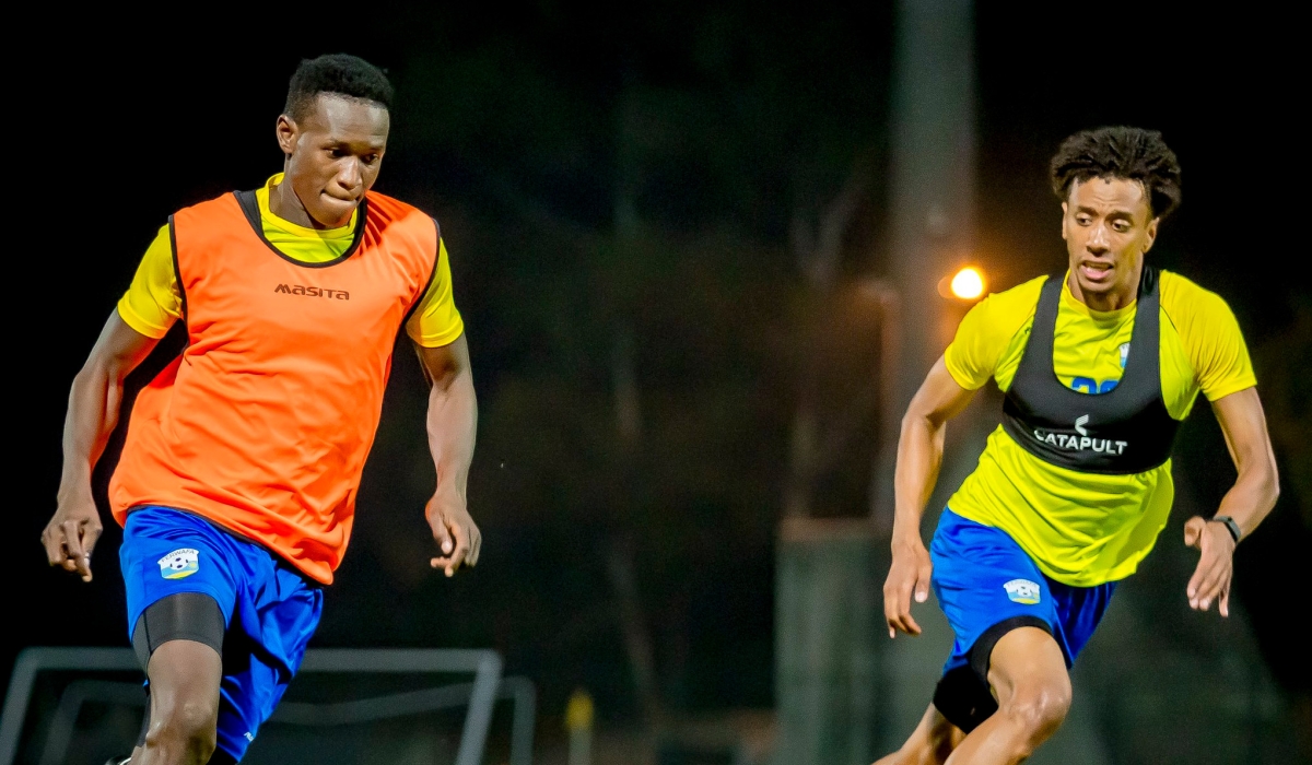 National team players during a training session in Durban on Sunday. Rwanda will face Lesotho at the Moses Mabhida Stadium in Durban, South Africa, on Tuesday, June 11