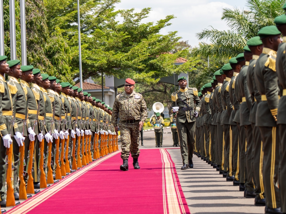 The Chief of General Staff (CGS) of the Central African Republic Armed Forces, Maj Gen Zépherin Mamadou, arrives at the Rwanda Defence Force headquarters on Monday, June 1o. Courtesy