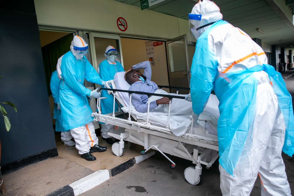 Health professionals conduct medical drills on how to handle Ebola patients at King Faisal Hospital on October 17, 2022. Rwanda has secured over Rwf150 billion for health emergency preparedness. Photo: Olivier Mugwiza.