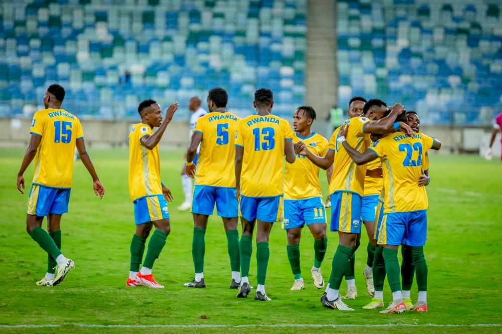 Players celebrate the 1-0 victory over Lesotho. The crucial victory propelled Rwanda to the summit of Group C in the ongoing 2026 Fifa World Cup qualifiers. Courtesy