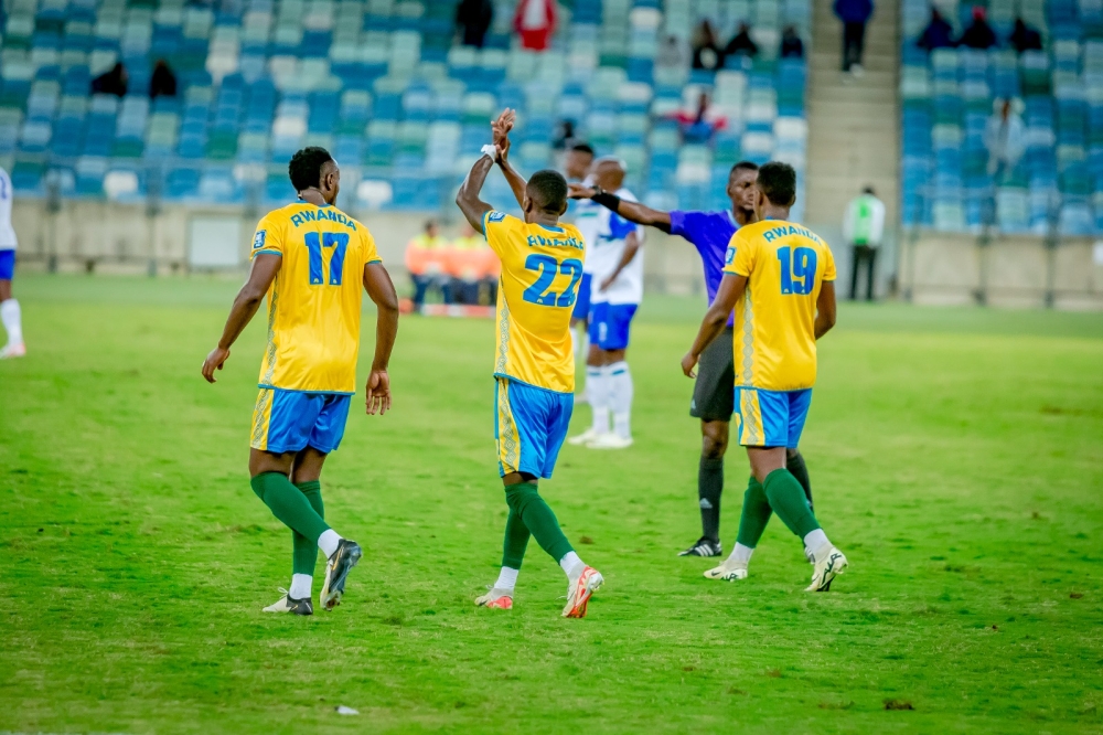 National team players thank the supporters after beating Lesotho 1-0 in South Africa