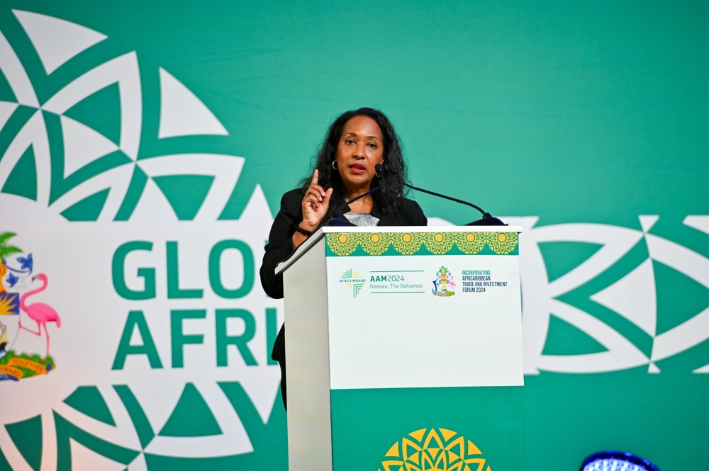 Pamela Coke-Hamilton, the Executive Director of the International Trade Centre delivers remarks at the 3rd edition of the African Caribbean Trade and Investment Forum that kicked off in the capital Nassau in the Bahamas. Courtesy