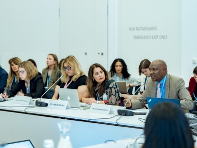 Faustin Munyazikwiye, the Deputy Director General of REMA addresses delegates as 196 countries meet to agree on the New Collective Quantified Goal (NCQG)  in Bonn, Germany. Courtesy