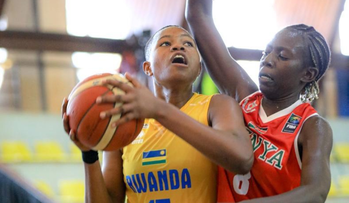 Rwanda’s U18 women&#039;s team player with the ball during the game against Kenya in Thursday’s semifinals. Courtesy