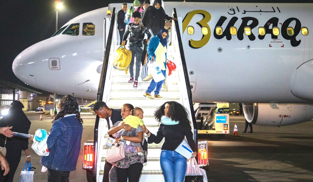 The rescued African refugees on arrival at the Kigali International Airport. Courtesy.