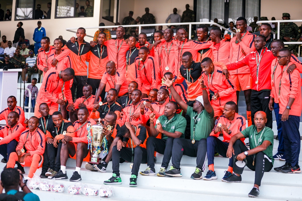 The Republican Guard players celebrate after defeating BMTC Nasho 3-0 in the 2024 final match. Courtesy