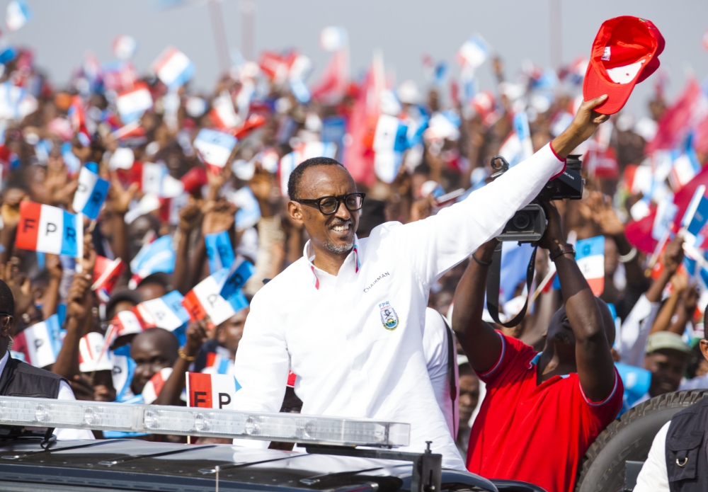 President Paul Kagame during the presidential rally at Bumbogo hill in Gasabo in 2017. Here is a list of 10 most trending songs for the 2024 elections. File