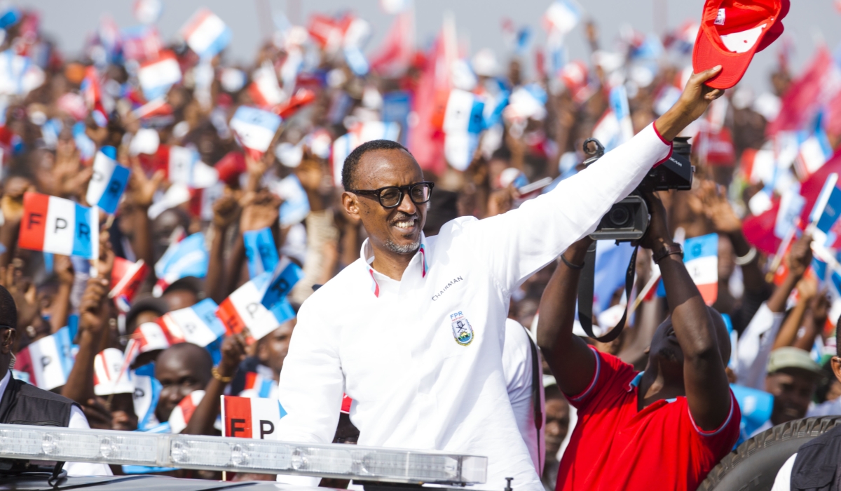 President Paul Kagame during the presidential rally at Bumbogo hill in Gasabo in 2017. Here is a list of 10 most trending songs for the 2024 elections. File