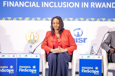 Soraya Hakuziyaremye, Deputy Governor at the National Bank of Rwanda speaks during the launch of the Finscope Survey 2024, on Thursday, June 20. Emmanuel Dushimimana