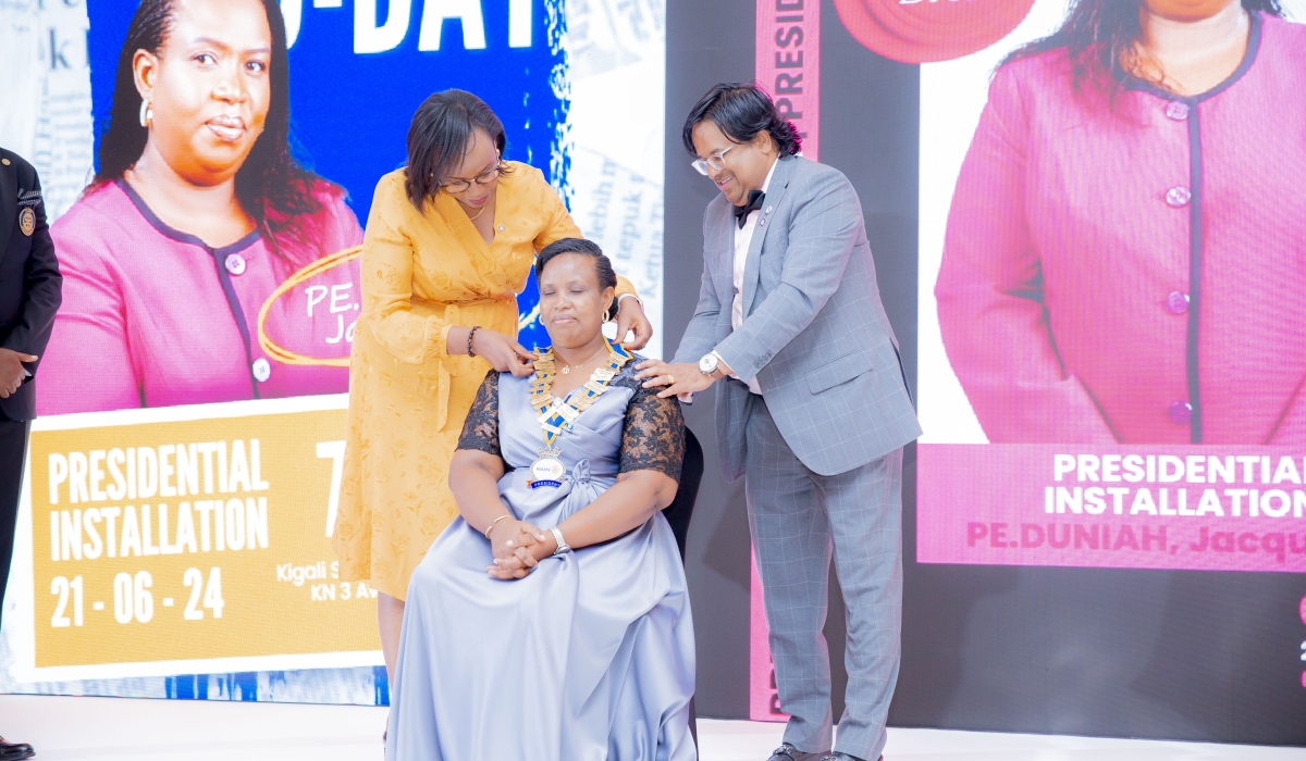 Jacqueline Dunia was installed as 25th president of Rotary Club of Kigali Virunga.