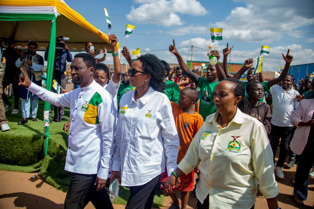Chairman Habineza Members of Democratic Green Party during the campaign rally in Runda sector, Kamonyi district on Sunday, June 23.