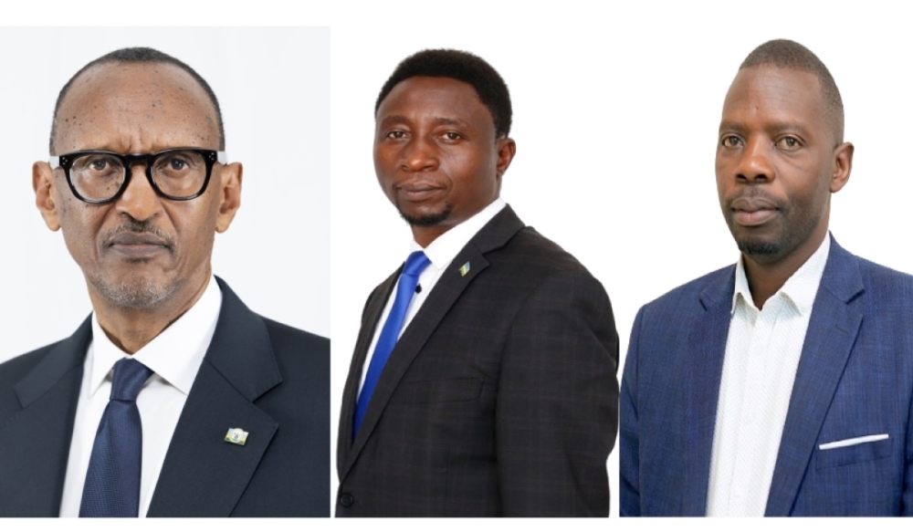 Paul Kagame, Frank Habineza and Philippe Mpayimana, the three presidential candidates for the July Presidential elections. Courtesy