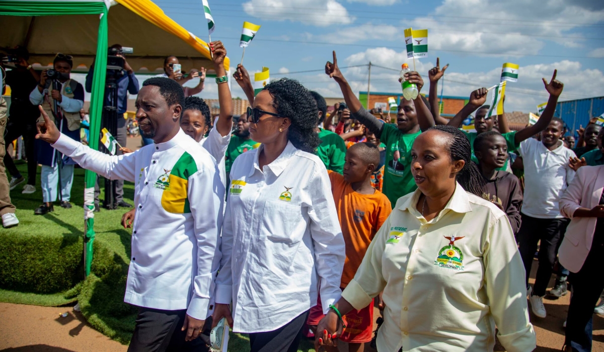 Chairman Habineza Members of Democratic Green Party during the campaign rally in Runda sector, Kamonyi district on Sunday, June 23.
