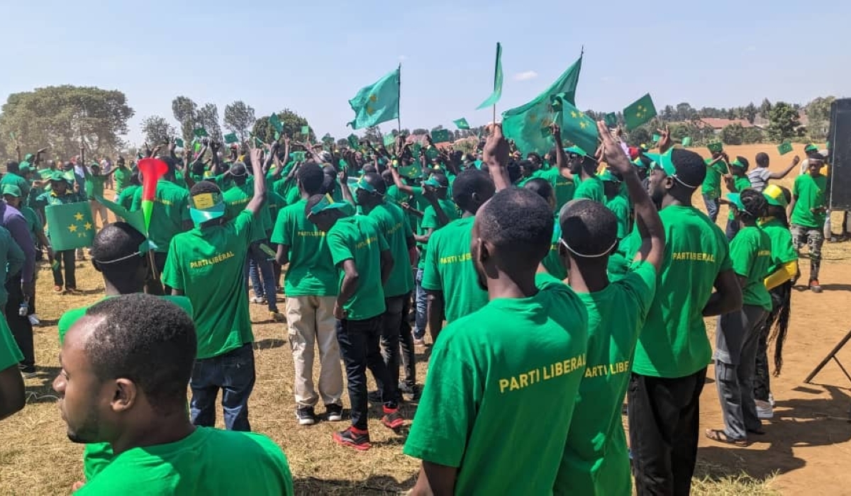 Party Liberal members during their second parliamentary election campaign rally on June 24  in Rwamagana District.