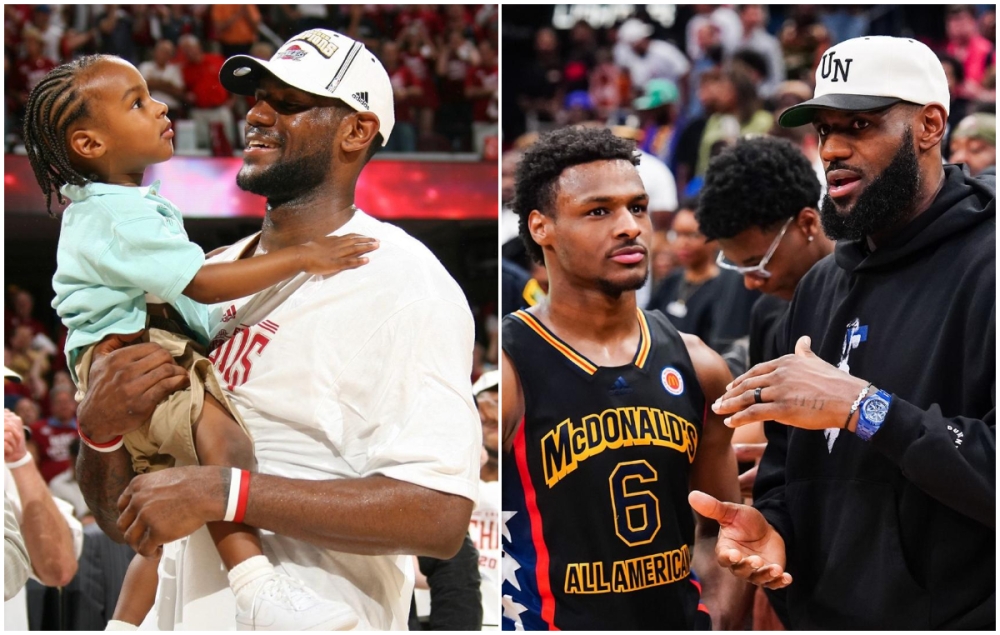 LeBron and Bronny James become the first father and son duo to be in the NBA at the same time. They are now teammates at the Los Angeles Lakers-courtesy