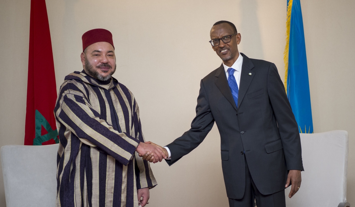 President Kagame and King Mohammed VI of Morocco during their meeting at Village Urugwiro in  Kigali, on October 18, 2016. Photo by Village Urugwiro