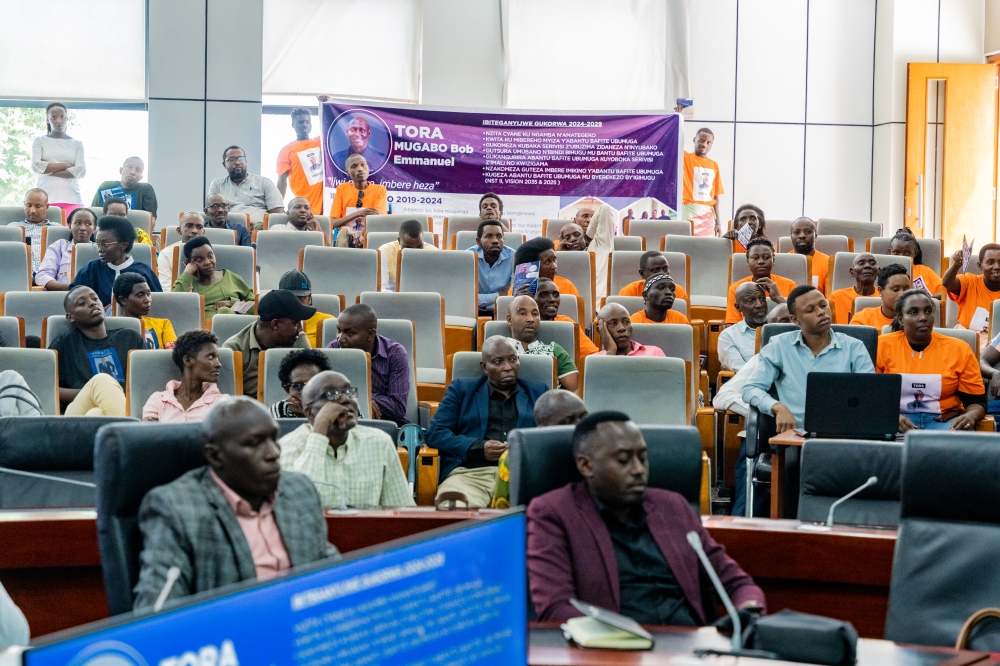 People with disabilities who turned up for the campaign of thirteen candidates who are vying for one seat to represent persons with disabilities in the chamber of deputies on Tuesday, July 2. All photos by Craish Bahizi
