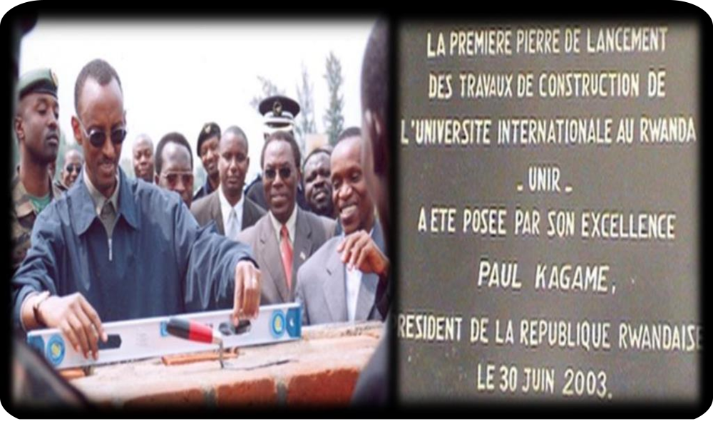 President Paul Kagame lays a foundation stone at the school on June 30, 2003. Established in November 2003, it was under the name “Université Internationale au Rwanda (UNIR)”. All photos/Courtesy