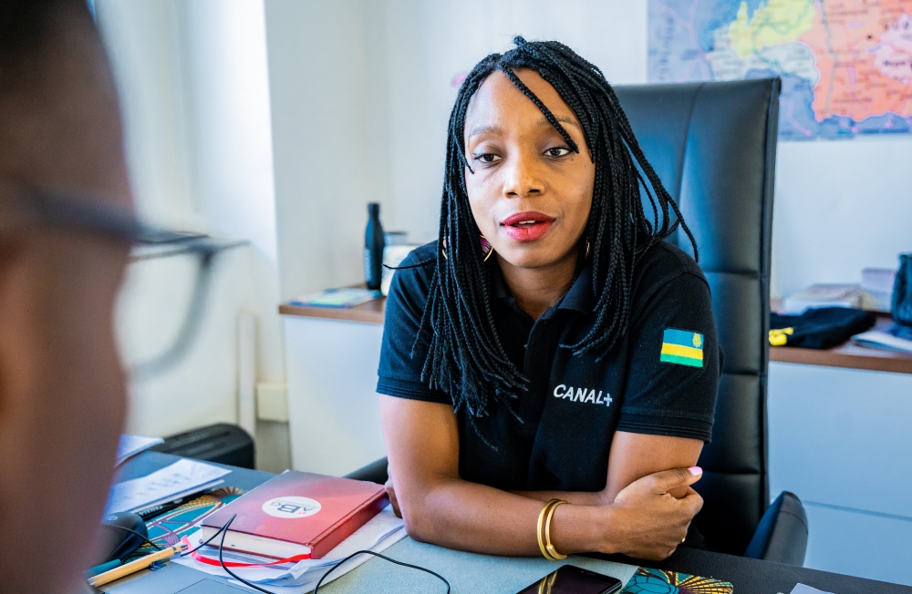 Sophie Tchatchoua, CEO of CANAL+ Rwanda during the interview on Tuesday, July 3. Photo by Craish Bahizi