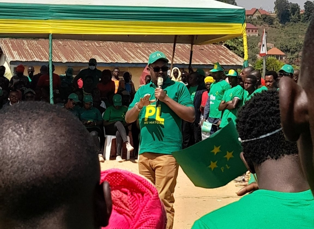 PL members present their manifesto during the party’s campaign rally in Nyamasheke District on Wednesday, July 3. Photo: Courtesy.