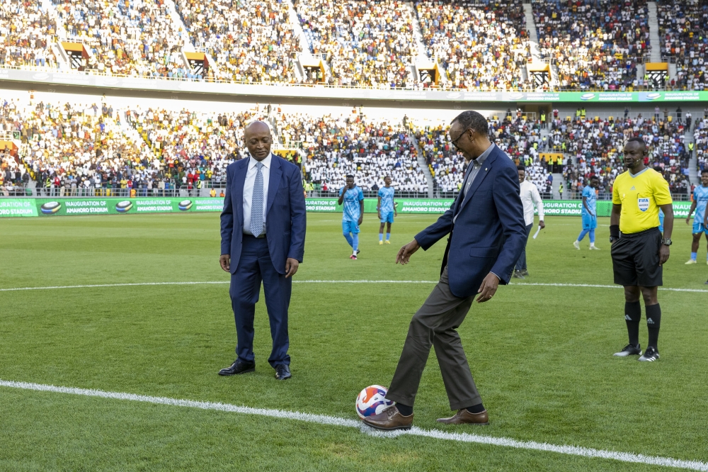 President Paul Kagame and CAF President Patrice Motsepe officially inaugurate the newly revamped Amahoro stadium on Monday, July 1. Photo by Olivier Mugwiza