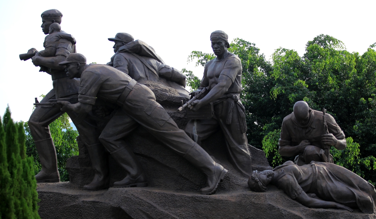 A monument depicting RPA soldiers during the Liberation struggle in Rwanda. Photo by Sam Ngendahimana