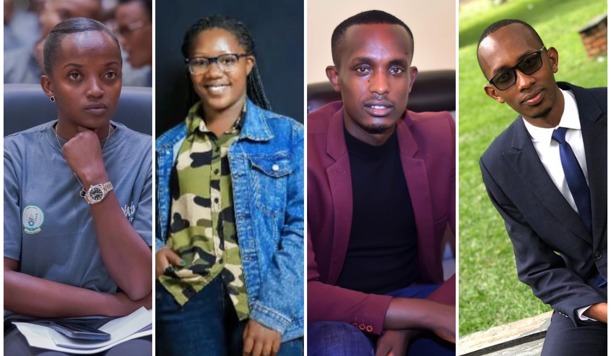 L-R: Aurelie Uwimana (Kirehe), Lilian Ishimwe (Rutsiro), Peter Ndayisaba (Musanze), and Steven Gisa (Ines-Ruhengeri University). Courtesy photos. 