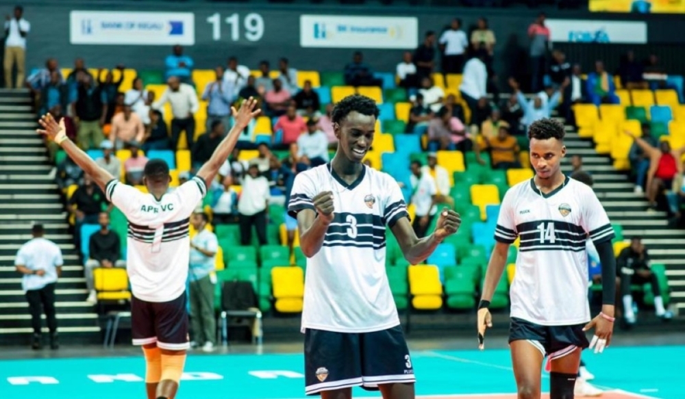 APR VC left attacker Merci Gisubizo (C) had been handed a one-year ban from all volleyball activities over misconduct during the CAVB Zone V Championship.
