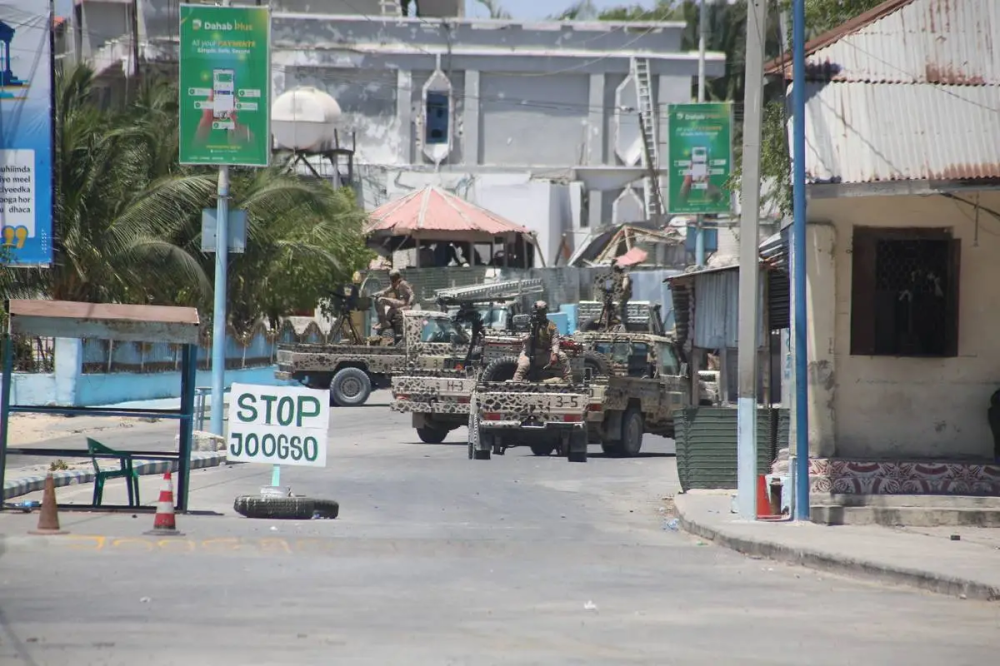 Security forces are dispatched to the scene after bomb and armed attack on a hotel which is close to the Presidential Palace, organized by al-Shabaab terrorist group in Mogadishu, Somalia on March 15, 2024. 